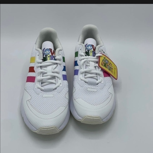 New Adidas Originals ZX 1K Boost Pride Shoes Sneakers (GW2418) - White Size 9 - Picture 2 of 6